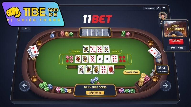 Cách tham gia game bài trực tuyến tặng xu mỗi ngày 11Bet