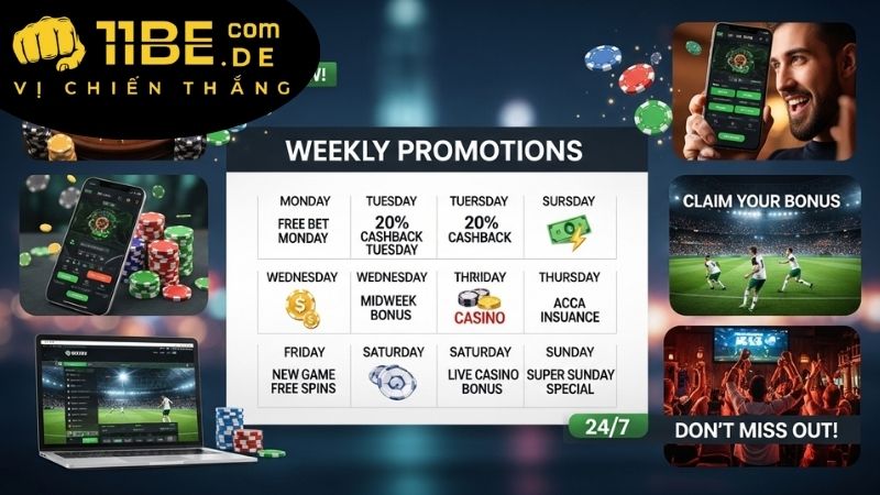 Điều kiện và cách tham gia khuyến mãi hàng tuần 11BET